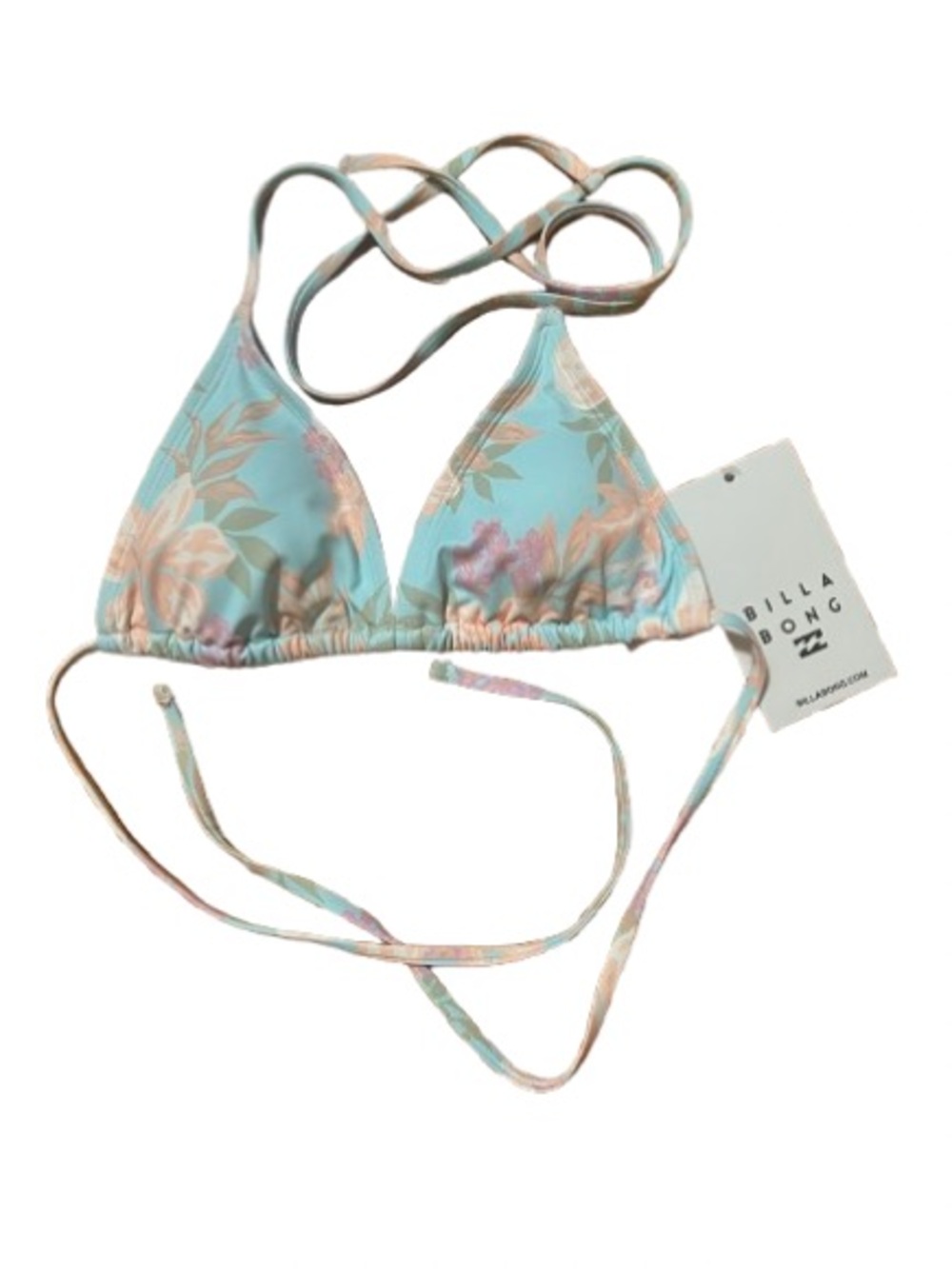 NWT Billabong Beach Babe Tropical Triangle Bikini Top Aqua Size Medium
